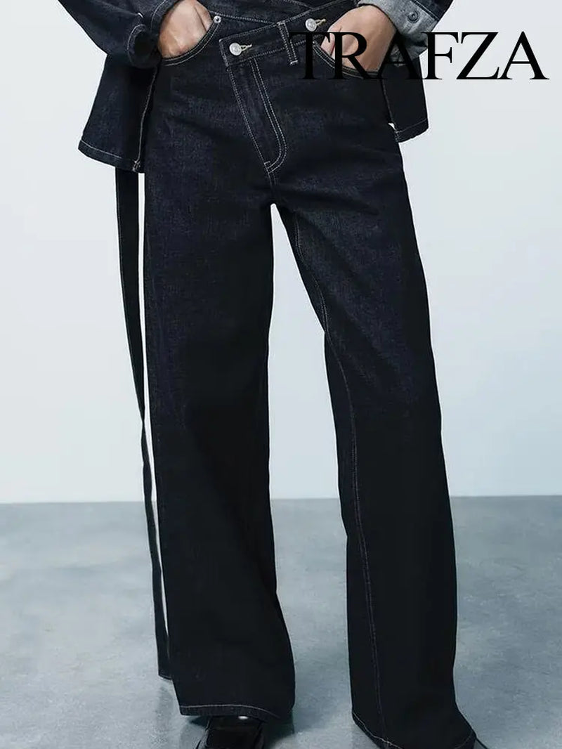 2025 Summer Women'S Fashionable Straight Jeans High Waist Vintage Zipper Women'S Casual Jeans Commuting Streetwear Y2K