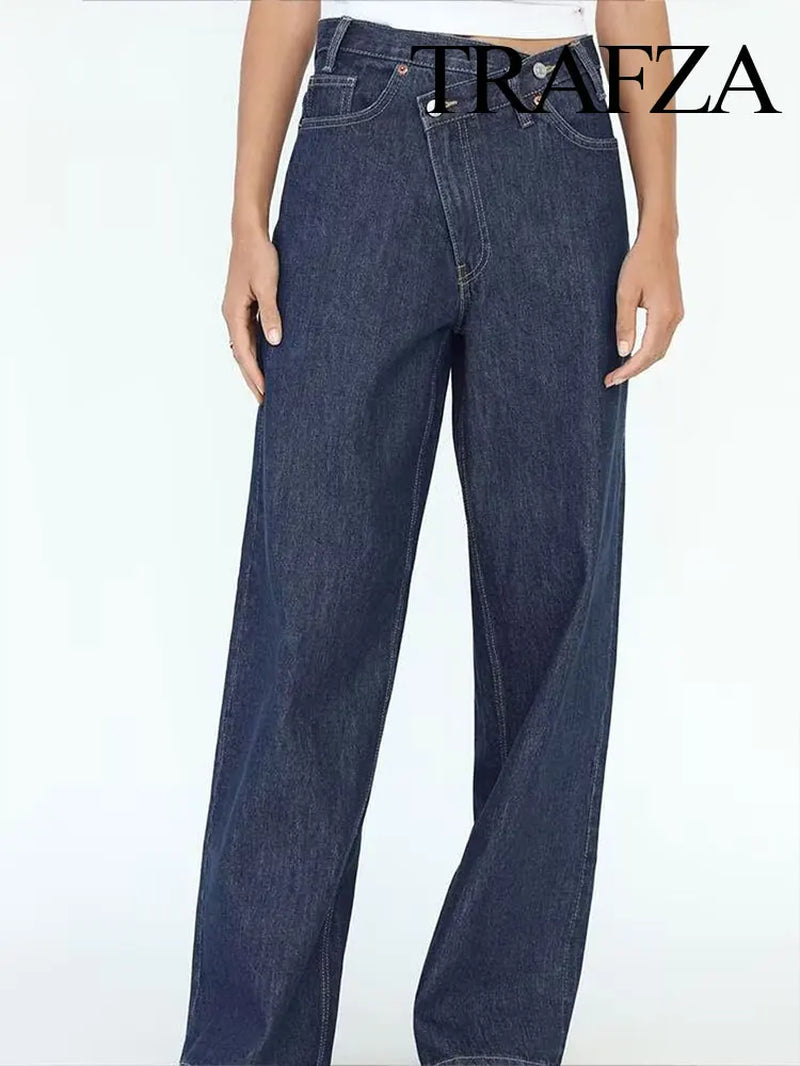 2025 Summer Women'S Fashionable Straight Jeans High Waist Vintage Zipper Women'S Casual Jeans Commuting Streetwear Y2K