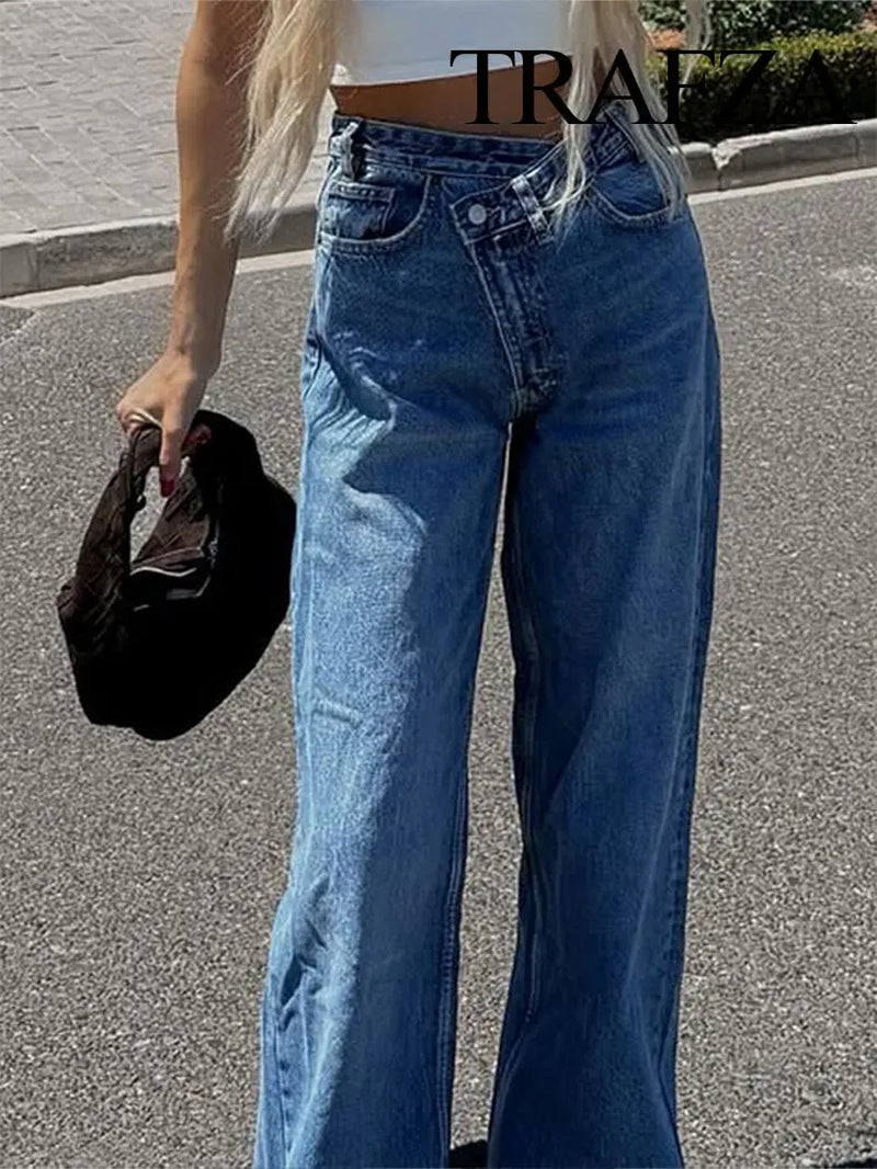 2025 Summer Women'S Fashionable Straight Jeans High Waist Vintage Zipper Women'S Casual Jeans Commuting Streetwear Y2K