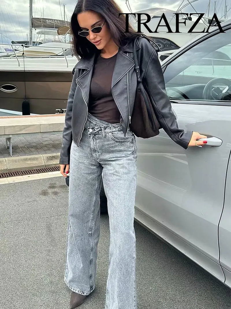 2025 Summer Women'S Fashionable Straight Jeans High Waist Vintage Zipper Women'S Casual Jeans Commuting Streetwear Y2K