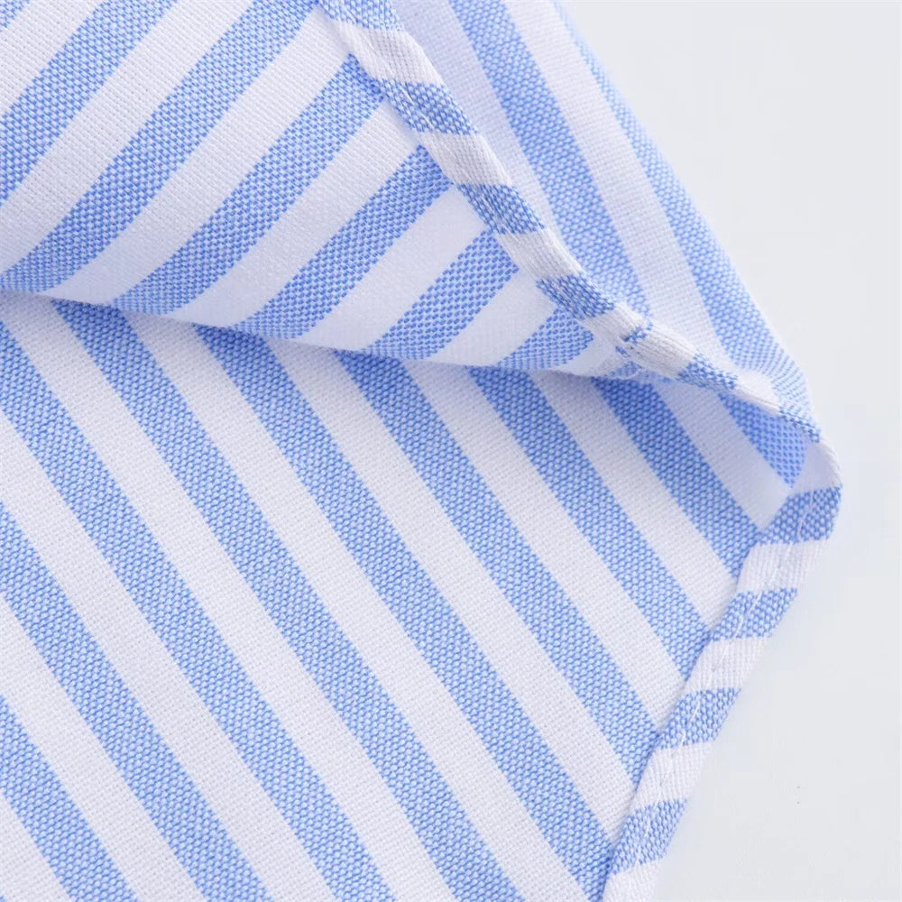 2024 Summer New Women'S Wear European and American Style Fashion Versatile Solid Color Long Sleeved Oxford Shirt
